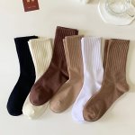 5 6PAIRS Unisex Casual Plain Color Socks Fashion Versatile Socks Breathable Comfy Crew Socks Casual Sports Socks For Men Women