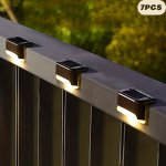 7PCS Waterproof Solar Deck Lights For Outdoor Stairs Fence Garden Balcony Yard Patio And Pathway Decor - Warm White LED Lights