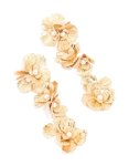 Goldair Gold Molten & Pearl Flower Drop Earrings