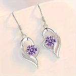 1 Pair Elegant & Classic Style Silvery Irregular Heart Shape Dangle Earrings Inlaid Shiny Colorful Round Zirconia For Ladies Fas