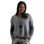 Oversized Boxy Knit Top - Grey Free