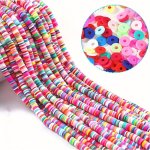 16INCH STRIP 4MM Clay Beads Slice Clay Spacer Beads Polymer Clay Beads For Jewelry Making Rainbow Color Flat Spacer Beads