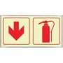 Photoluminescent Sign In Alu Frame 1 Sided - Fire Extingusher & Red Arrow: Down 380 X 190MM