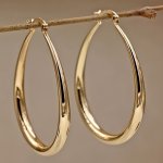 Chic Geometric Oval Hoop Earrings For Women & Men - Zinc Alloy Perfect For Daily Wear & Gifts