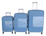 Smte Tough Abs Light Blue 3-PIECE Luggage Set With Spinner Wheels With Keychain