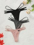 3PCS Simple Hollow Out Low Waist Briefs Soft & Comfy Stretchy Panties Women's Lingerie & Underwear