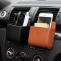 Car Air Vent Hanging Storage Box Mobile Phone Bag Pu Leather Car Mobile Phone Holder Car Interior Accessories