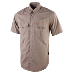 Mens Casual Short Sleeve Vented Tech Nylon Shirt Khaki - 3XL