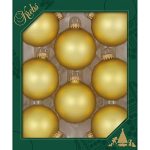 Christmas By Krebs Made In The Usa Designer Seamless Glass Christmas Ball Ornaments 2 5 8" 67MM 8 Pieces Velvet Gold