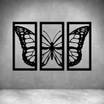 3 Piece Single Butterfly - Grey L 1000 X H 620MM