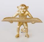 Gold Monkey Holding A Tray – 19X21X13CM