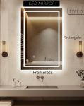 Zs - Frameless Bathroom Mirror Glass 110 X 70 Cm With LED Lighting