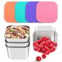 Haldane Stainless Steel Snack Containers For Kids 4PACK Snack Box Metal Food Storage Containers With Lid Snack Cups For Toddlers Easy Open Stackable