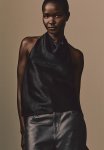 Satin Halterneck Top - Black