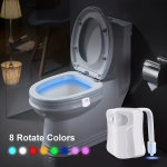 2-PACK Motion Sensor LED Toilet Night Lights 16 Color Gradient Bathroom Under-cabinet Lighting Battery Powered Plastic Sconce Wi