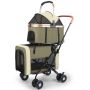 Double Pet Stroller Green 2 Detachable Carrier Cages Portable Dog Strollers