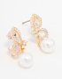 Goldair Gold Plated Cubic Zirconia Butterfly Pearl Drop Earrings