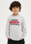 Cotton On Long Sleeve Jonny Tee - Fog Grey Marle just Creepin It Real