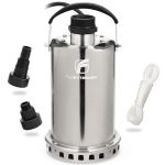 Fluentpower 3 4HP Submersible Sump Pump 3300GPH Stainless Steel Utility Water Pump Manual Control With 26-FOOT Cord For Garden P