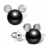 7MM Black Round Pearl Stud Earrings For Girls Friendship Gift