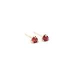 Three Claw MINI Garnet Stud Earrings In Yellow Gold