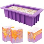 1PC Silicone Loaf Pan 22.35CMX11.94CMX7.11CM Toast Mold Silicone Handmade Soap Mold Rectangular Mold 1000ML-1100ML Soap Mold Cak