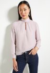 High Collar Woven Blouse - Stone
