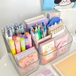 1PC Multifunctional Desktop Storage Box Stationery Storage Cosmetic Layered Storage Pen Holder Painting Pen Storage