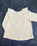 H&m White Long Sleeve Frilly T Shirt 5 6Y