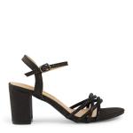 Black Suede Mid Heel Sandal