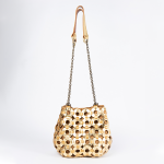 Xena Gold Leather Crossbody Bag With Chain Straps - Gold Leather