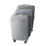 Smte 3 Piece Hard Outer Shell Luggage Set Silver With Keychain