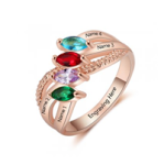 NJ517-CRI103667 Rose Gold Plated Sterling Silver Personalized Names & Birthstones Ring
