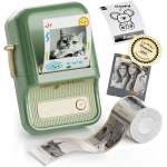 NB607 - - B21_PRO - 300DPI - Portable Thermal Label Bluetooth Printer Incl Free Label Roll 50X30MM Dark Green