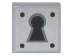 Parts Tile 1 X 1 With Groove With Black Keyhole And 4 Dots On Silver Background Pattern 3070BPB081