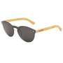 Round Gray Lens Polarized Bamboo Sunglasses S110