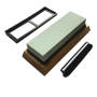 400/1000 Grit White Corundum Whetstone With Bamboo Base And Rubber Holder