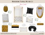 Cot Duvet Bedding Monochrome Triangle Mustard Set