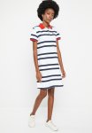 Polo Wmn Stripe Short Sleeve Golfer Dress - White