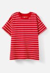 Cotton On Boxy Drop Shoulder Short Sleeve Tee - Varsity Red vanilla Stripe