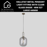 Hallstat Metal Pendant Light Fitting With Clear Glass Shade - 40W E27 Large 440MM