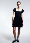 Tiered-skirt Smocked Dress - Black