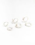 Silver Diamante Mixed Bow Earrings 4-PACK
