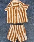 Woolworths Brown And White Striped Shirt And Shorts 3 6M