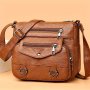 Vintage Boston Bag For Women Large Capacity Satchel Purse PU Travel Crossbody Bag