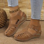 Women's Solid Color Casual Snadals Slip On Closed Toe Lightweight Flat Shoes Versatile Comfy Low Wedge Shoes