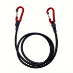 1PC Heavy-duty Bungee Cord With Red Carabiners 90CM 35.43IN Elastic Tie-down Rope 8MM Diameter Flexible & Durable For Kayaking C