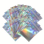 100PCS Colorful Laser U Board Ziplock Bags Glitter Aluminum Foil Bags Repackable Jewelry Retail Bags Small Bags Gift Packaging B