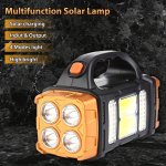 1PC Rechargeable Portable Solar Flashlight Lantern Multi-functional Handheld Light - 1500MAH Emergency Torch USB Charging For Ca