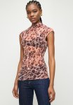 Superbalist High Printed Mesh Tee - Stone Leopard
